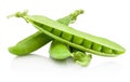 Fresh green peas on white background