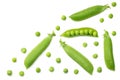 Fresh green peas isolated on a white background. top view