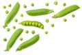 Fresh green peas isolated on a white background. top view Royalty Free Stock Photo