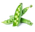 Fresh green peas pods isolated on white background Royalty Free Stock Photo