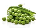 Fresh green peas in pods isolated on white background Royalty Free Stock Photo