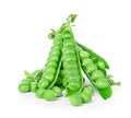 Fresh green peas pods isolated on white Royalty Free Stock Photo