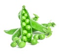 Fresh green peas pods isolated on white Royalty Free Stock Photo