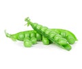 Fresh green peas pods isolated on white Royalty Free Stock Photo