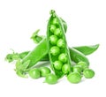 Fresh green peas pods isolated on white Royalty Free Stock Photo