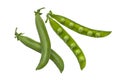 Fresh green peas pods isolated on white Royalty Free Stock Photo