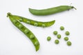 Fresh green peas pods isolated on white Royalty Free Stock Photo