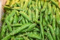 fresh green peas in pods at local vegetable market in cyprus 1 Royalty Free Stock Photo