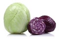 Fresh green and red cabbage with slice Royalty Free Stock Photo