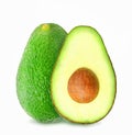 Fresh green ripe avocado and slice. Royalty Free Stock Photo