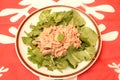 A fresh salad of dandelion with tuna fisch