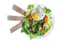 Fresh Green Salad with Fried Egg and Lavash