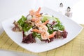 Fresh green salad with grilled shrimps Royalty Free Stock Photo