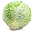 Fresh green savoy cabbage isolated on white background. File contains clipping path