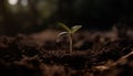 Fresh green seedling growth, new life in nature organic environment generated by AI Royalty Free Stock Photo