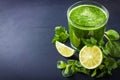 Fresh green smoothie with ingredients Royalty Free Stock Photo