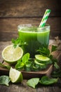 Fresh green smoothie with ingredients Royalty Free Stock Photo