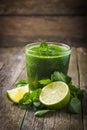 Fresh green smoothie with ingredients Royalty Free Stock Photo