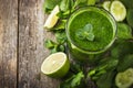 Fresh green smoothie with ingredients Royalty Free Stock Photo