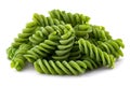 Fresh green spinach fusilli pasta isolated on white background Royalty Free Stock Photo