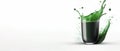 Fresh green spirulina smoothie on white background banner. Generate ai