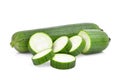 Fresh green sponge gourd or luffa with slice isolated on white