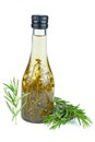 Fresh green sprigs of rosemary and apple vinegar isolated on a white background Royalty Free Stock Photo