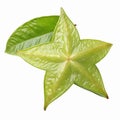 Fresh Green Starfruit Slice and Leaf on Transparent Background for Healthy Eating and Cooking Royalty Free Stock Photo