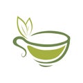 Fresh green tea icon.Green leaf and cup vector illustration