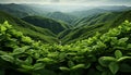 Fresh green tea leaves grow in the tranquil Cameron Highlands generated by AI Royalty Free Stock Photo