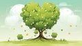 Fresh green tree with hearts, symbolizing abundant and lively love, AI Generated Royalty Free Stock Photo