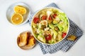 Fresh green and vegetable salad, pastry and lemon Royalty Free Stock Photo