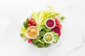 Fresh green veggie charcuterie platter with various dips