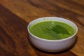 Fresh green wild garlic soup in the spring Royalty Free Stock Photo