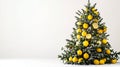 A fresh green and yellow Christmas tree with lemon-themed decorations Royalty Free Stock Photo