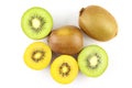 Fresh green and yellow kiwi fruits Royalty Free Stock Photo