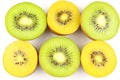 Fresh green and yellow kiwi fruits Royalty Free Stock Photo