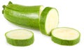 fresh green zucchini or marrow slices isolated on white background. full depth of field. clipping path Royalty Free Stock Photo