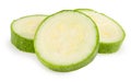 fresh green zucchini or marrow slices isolated on white background. full depth of field. clipping path Royalty Free Stock Photo