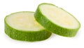 Fresh green zucchini or marrow slices isolated on white background. full depth of field. clipping path Royalty Free Stock Photo