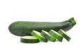 Fresh green zucchini with slice isolated on white Royalty Free Stock Photo