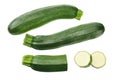 fresh green zucchini with slice isolated on white background. top view Royalty Free Stock Photo