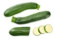 fresh green zucchini with slice isolated on white background. top view Royalty Free Stock Photo