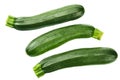 fresh green zucchini with slice isolated on white background. top view Royalty Free Stock Photo