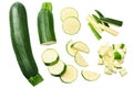 fresh green zucchini slices isolated on white background Royalty Free Stock Photo