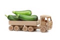 Green, fresh squash truck driving to a farmers market. Royalty Free Stock Photo