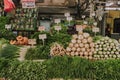Fresh greenery and veggies on the market of Tel-Aviv Royalty Free Stock Photo