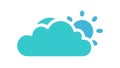 Fresh Greenish-Blue Cloud & Sun Weather Icon, vector design Generative AI Royalty Free Stock Photo