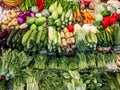 Fresh greens with vegetables on the counter