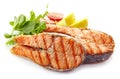 Fresh grilled salmon steak slices Royalty Free Stock Photo